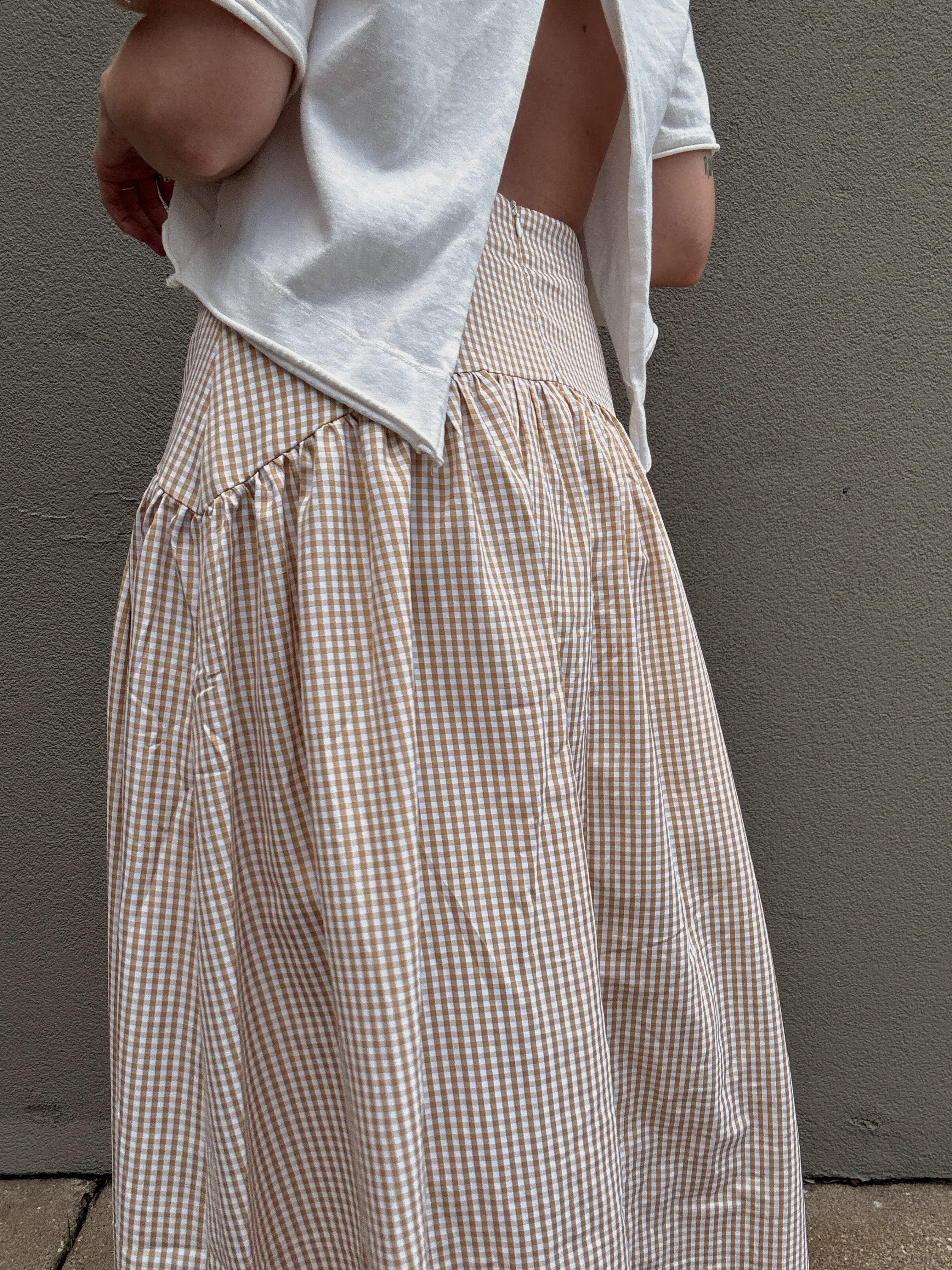 Set Your Sails Skirt - Tan Gingham