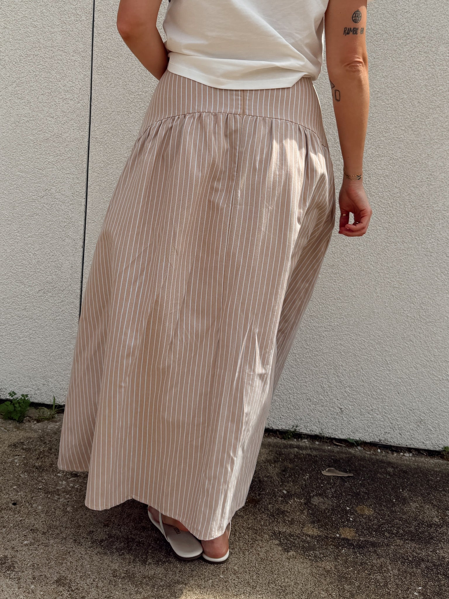 Set Your Sails Skirt - Taupe/Blue Stripe