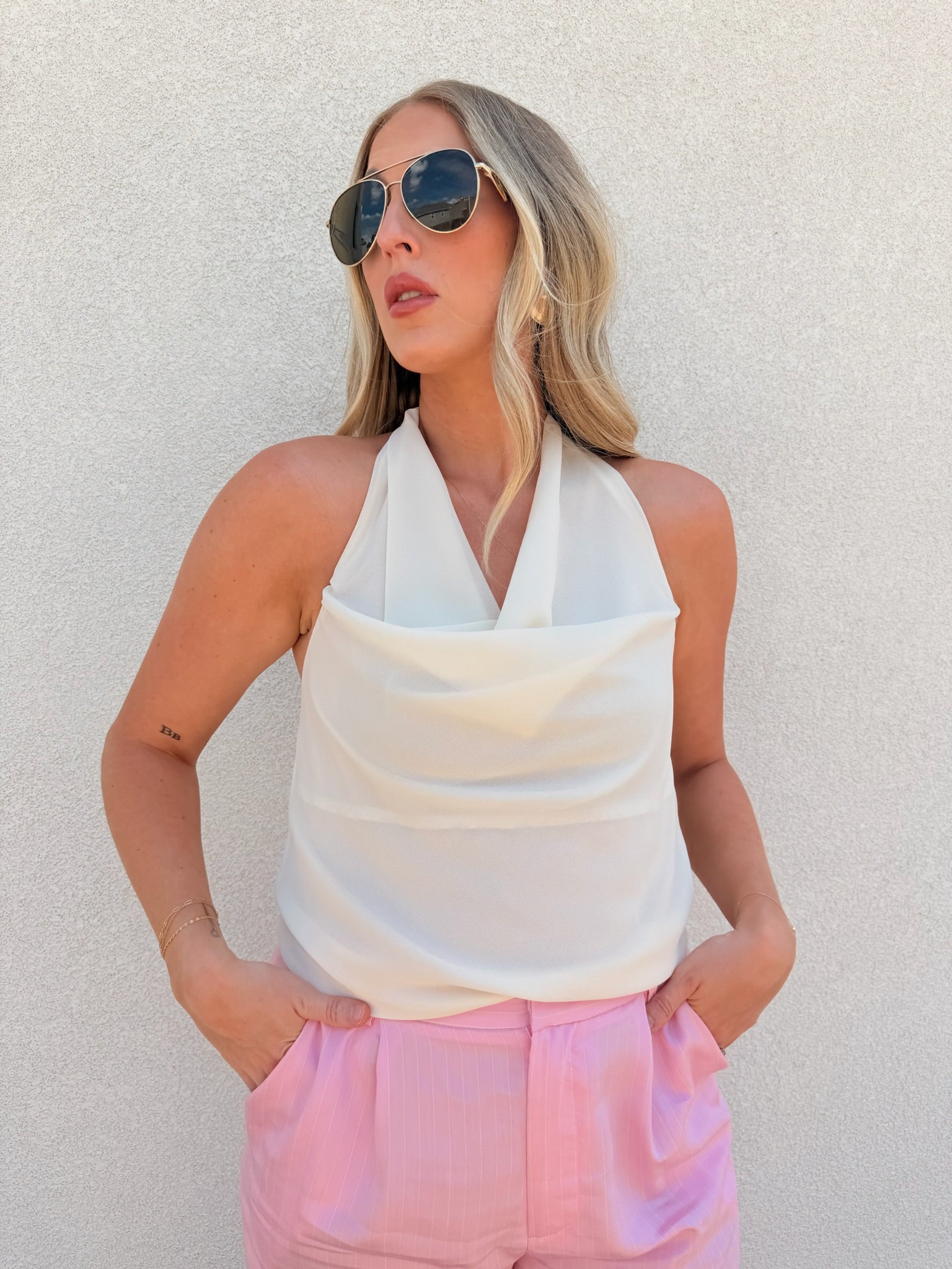 Drinks on You Cowl Neck Top - Ivory