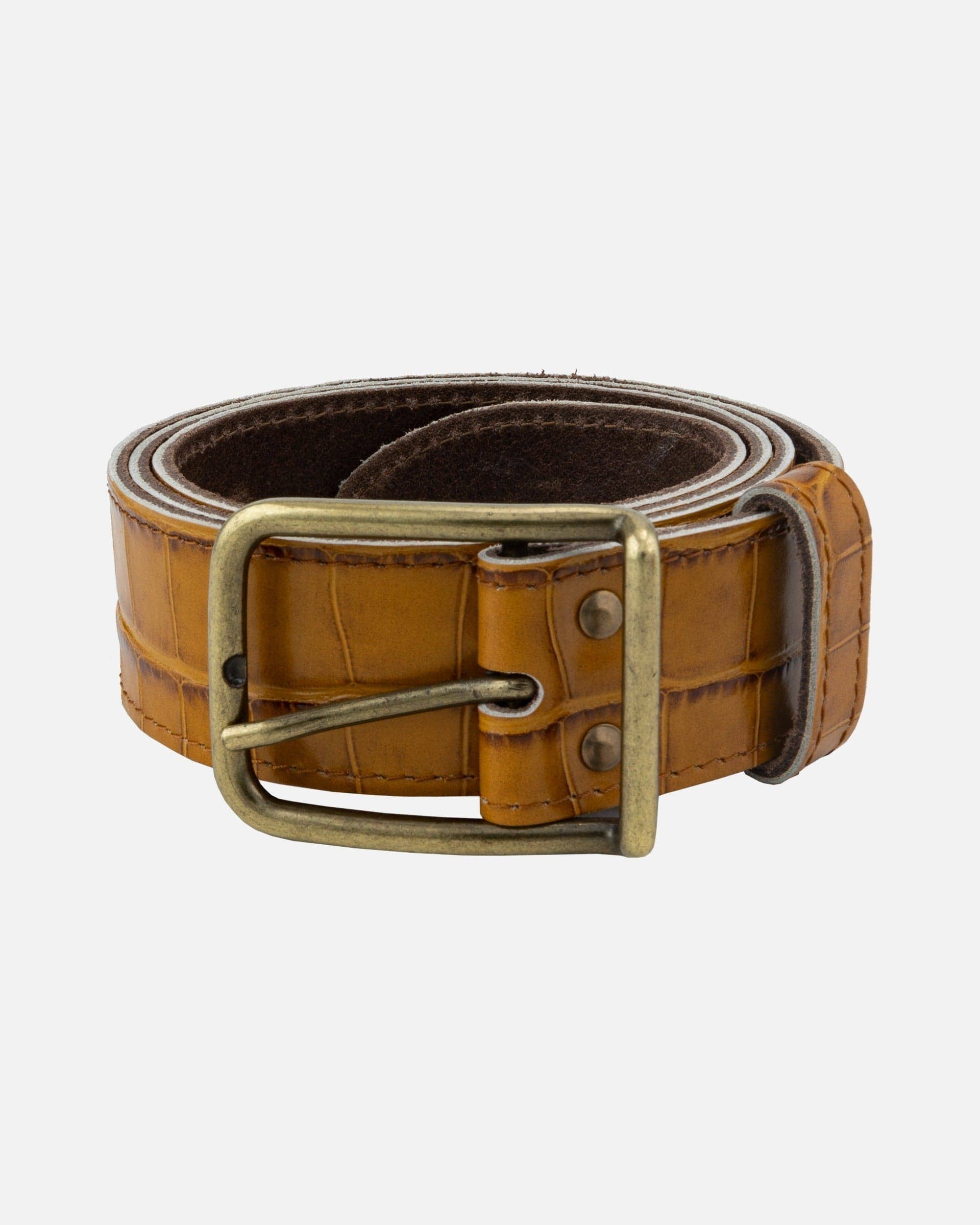 Amsterdam Heritage Belts Damy | Crocodile Embossed Leather Belt: Camel
