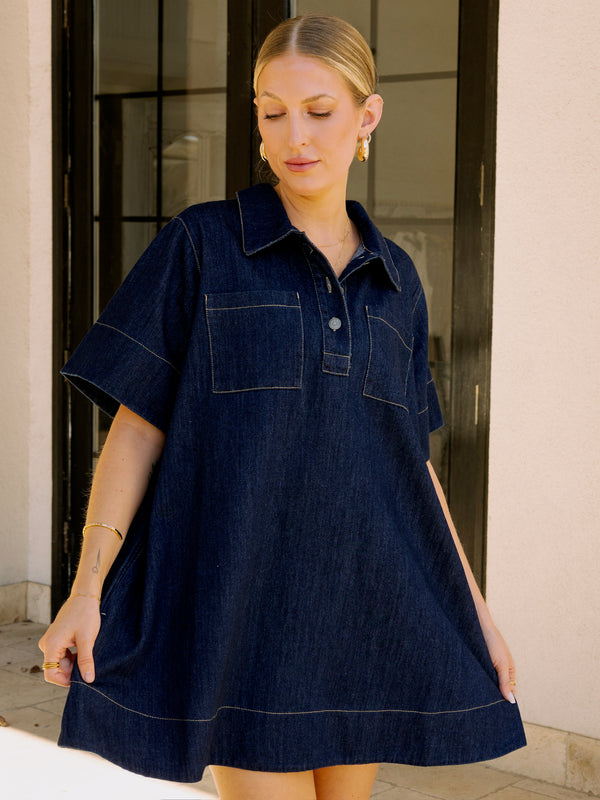 Collared Denim Dress