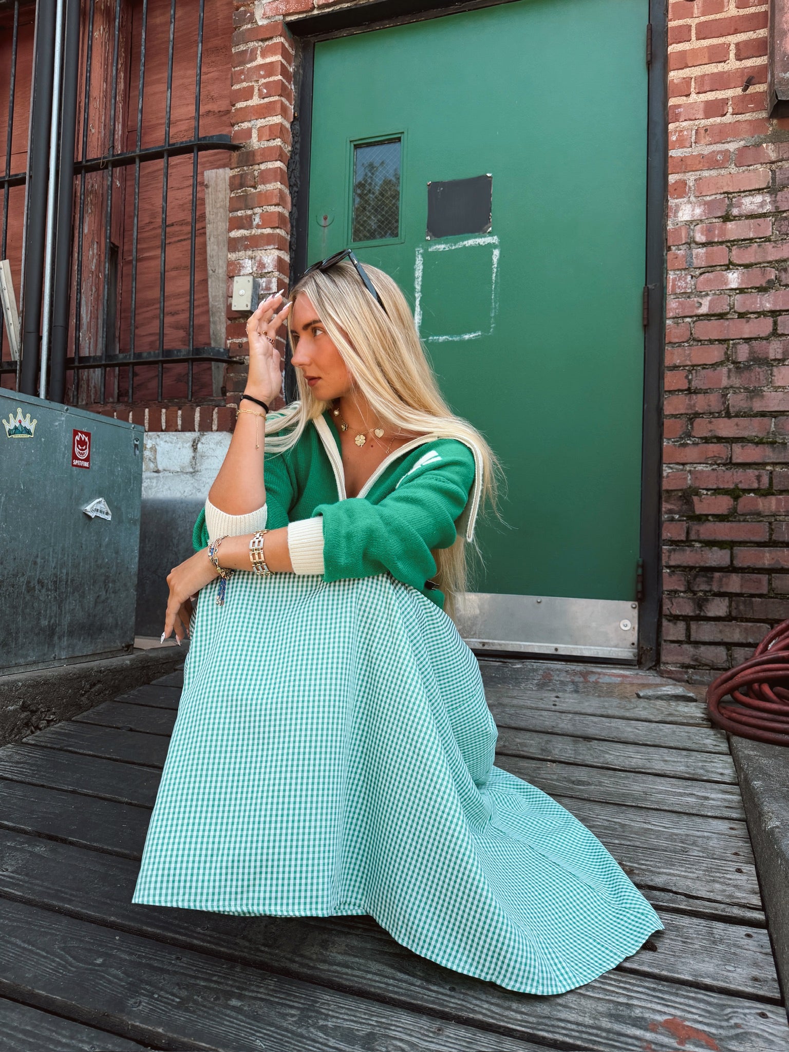 Set Your Sails Skirt - Green Gingham
