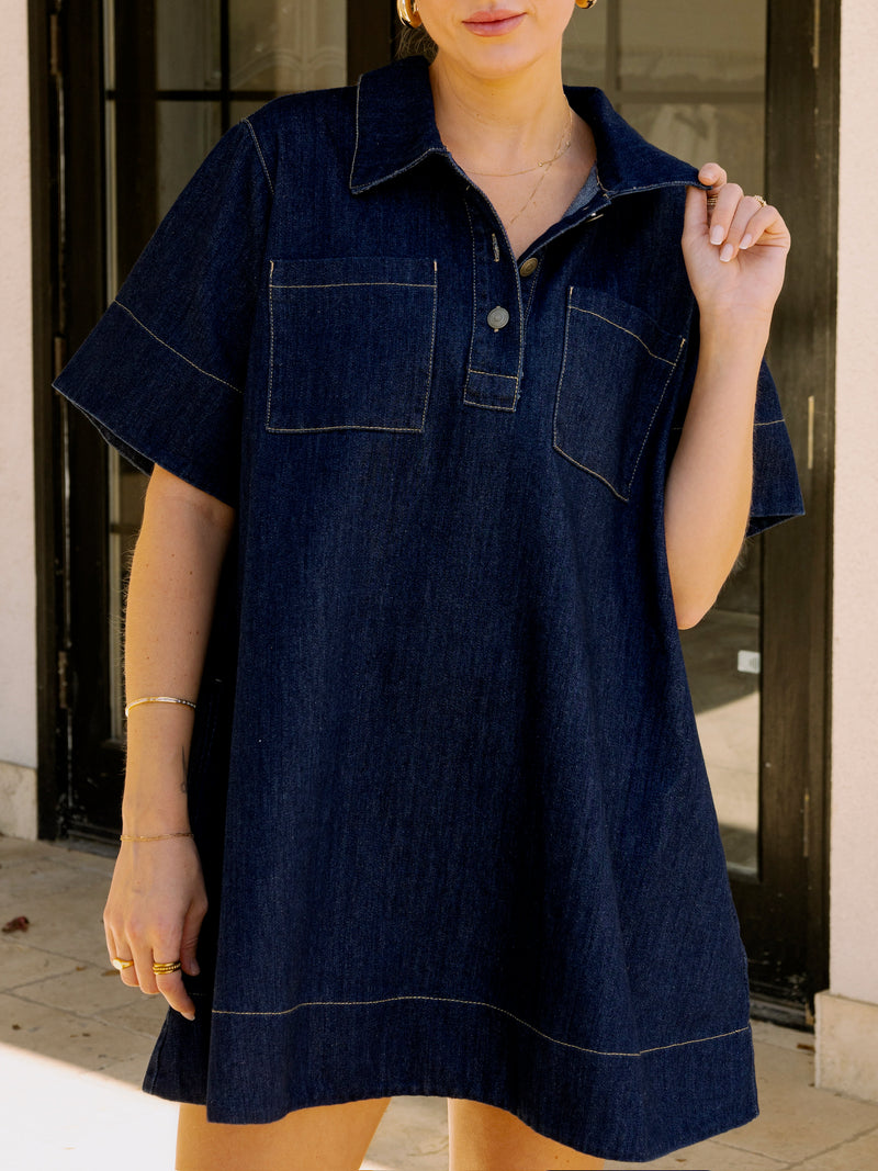 Collared Denim Dress