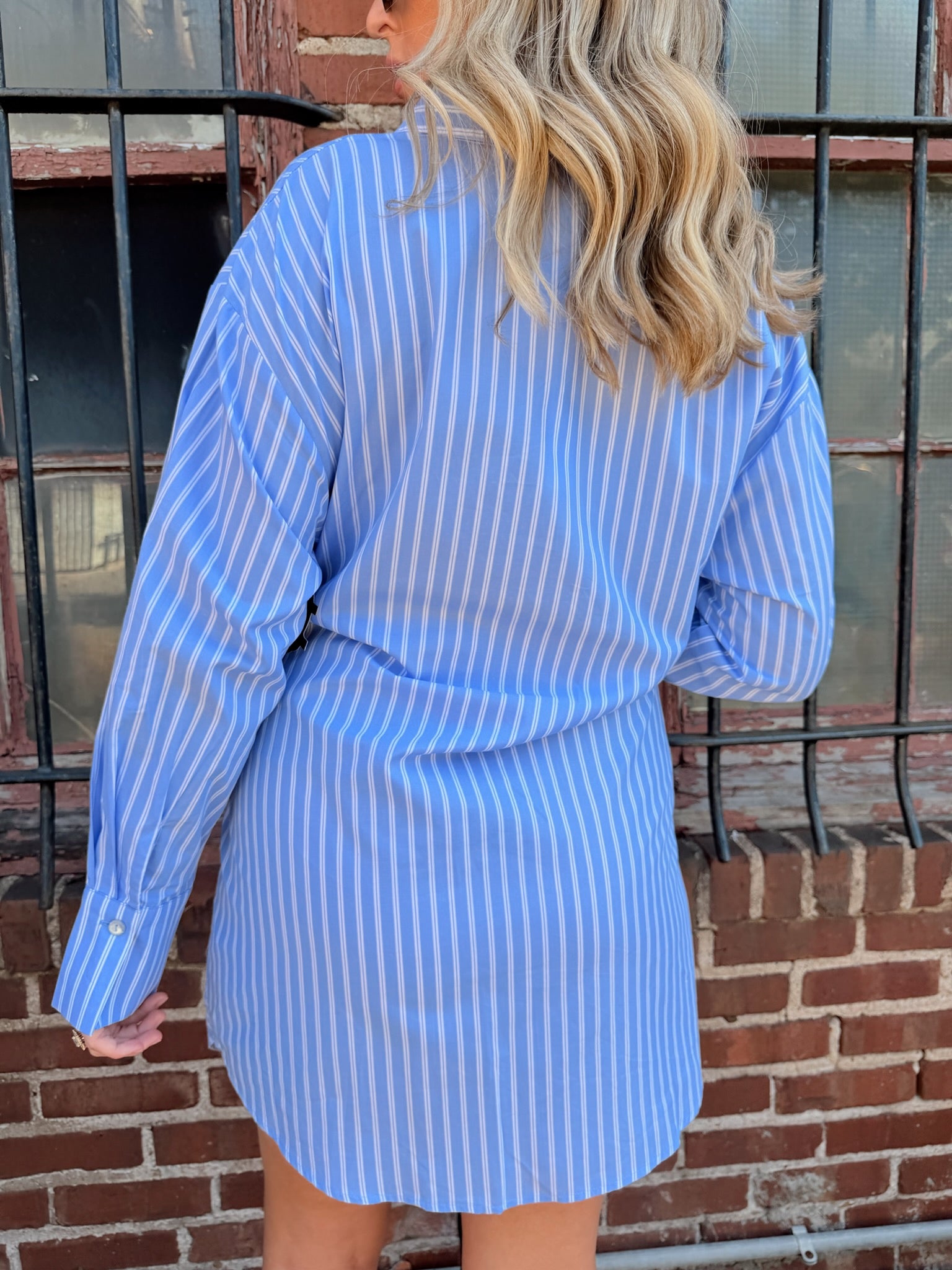 Tailor Stripe Button Up Shirt Dress