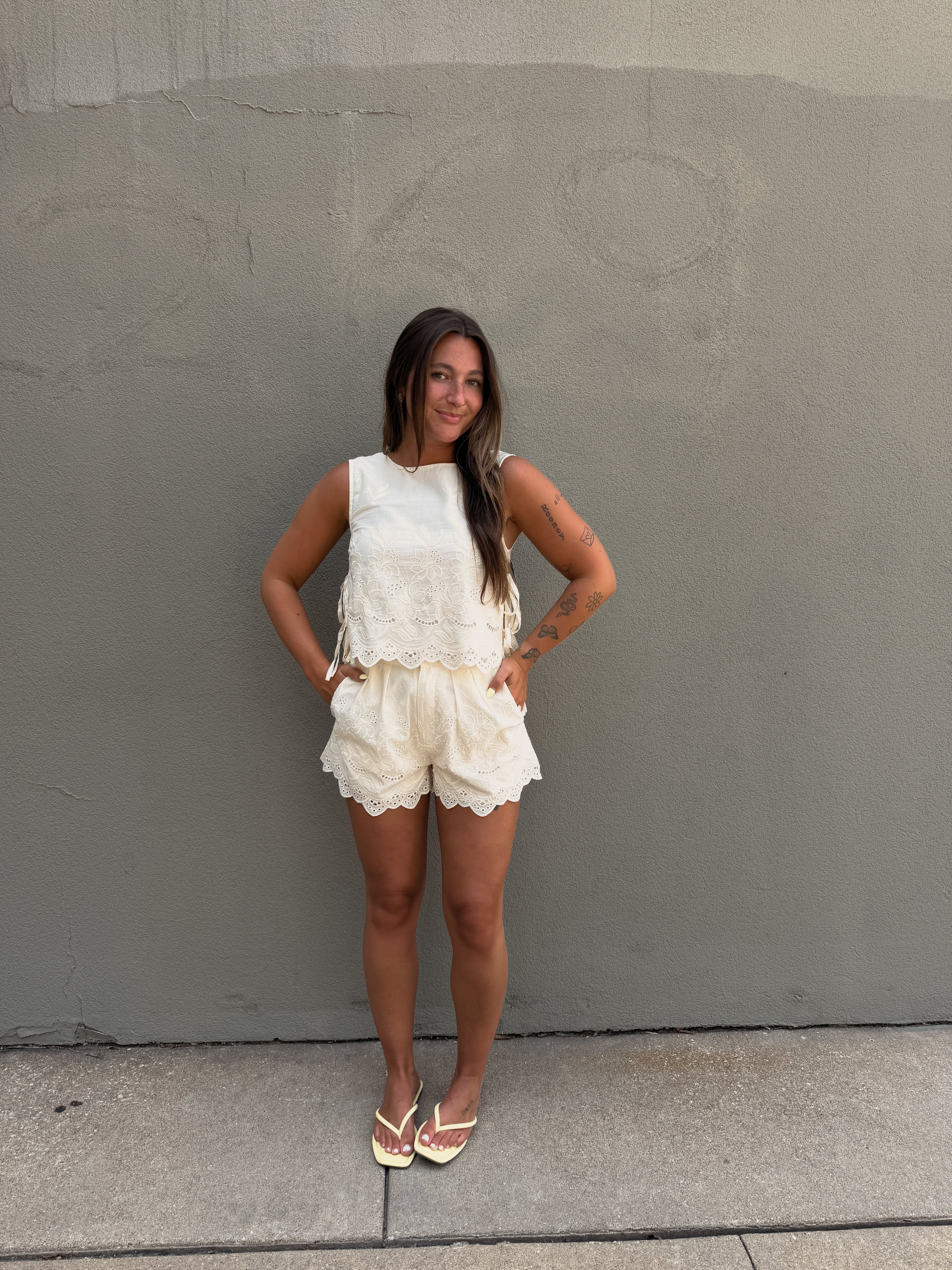 Emy Embroidered Top - Oatmeal