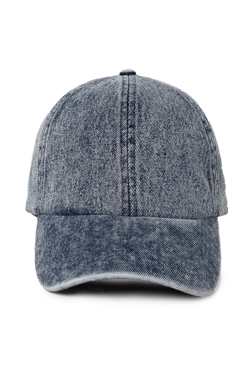 Denim Cotton Baseball Cap - Blue