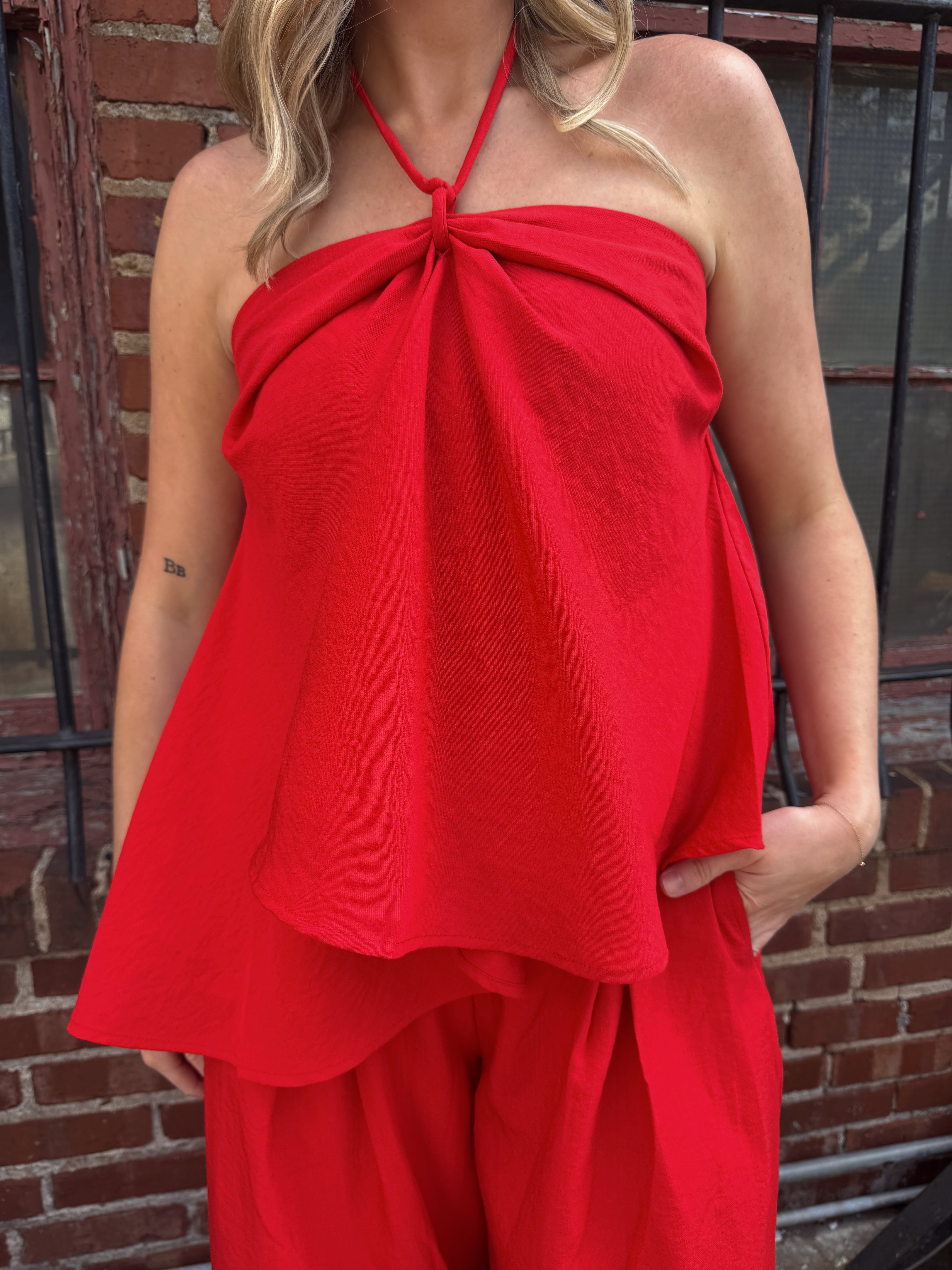 Bri Red Halter Top