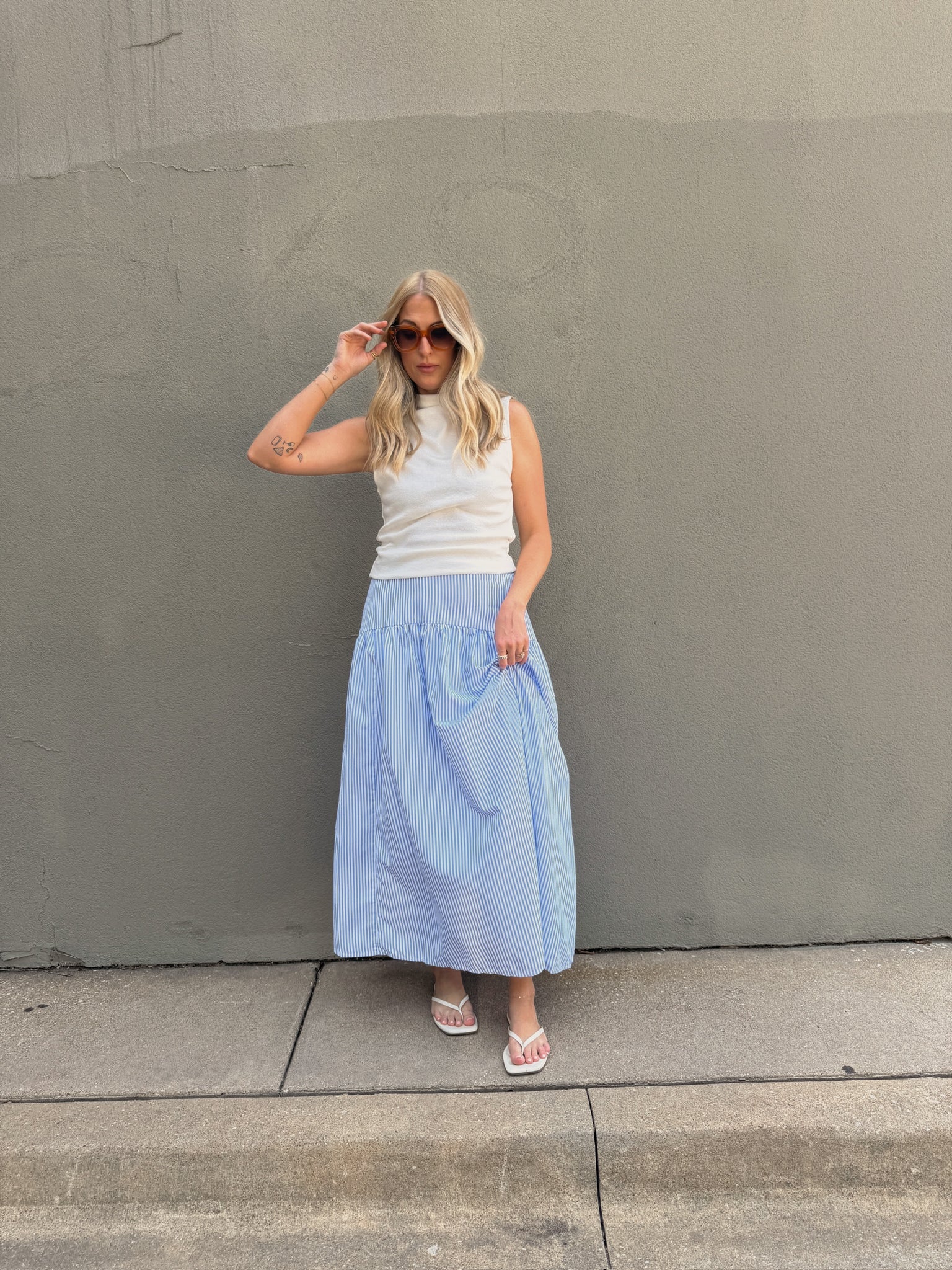 Set Your Sails Skirt - Blue & White Stripe