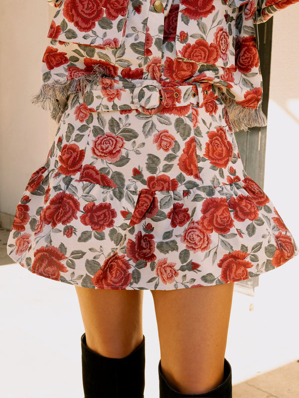 Roses Jacquard Mini Skirt