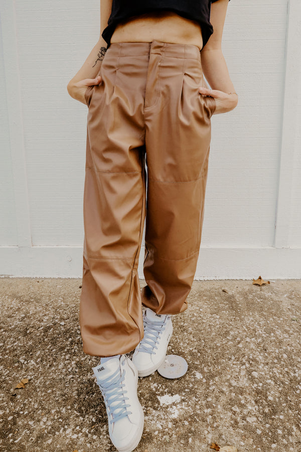 City Girl Faux Leather Jogger Pant