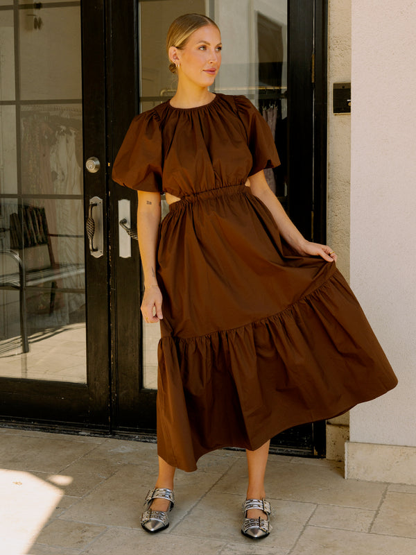 Brown Poplin Maxi Dress