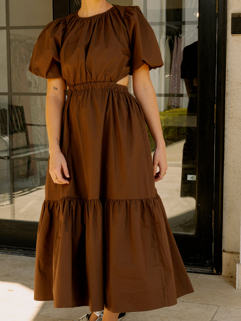 Brown Poplin Maxi Dress