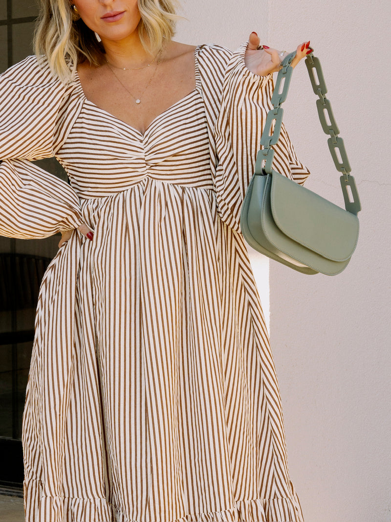 PRE-ORDER Paige Brown Stripe Midi Dress