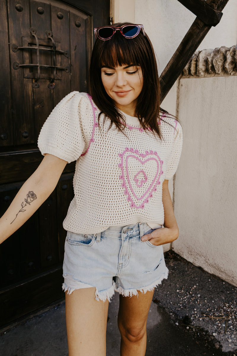 Ace of Hearts Embroidered Top