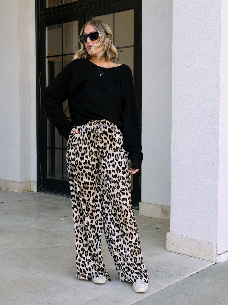 Lacy Leopard Satin Pants