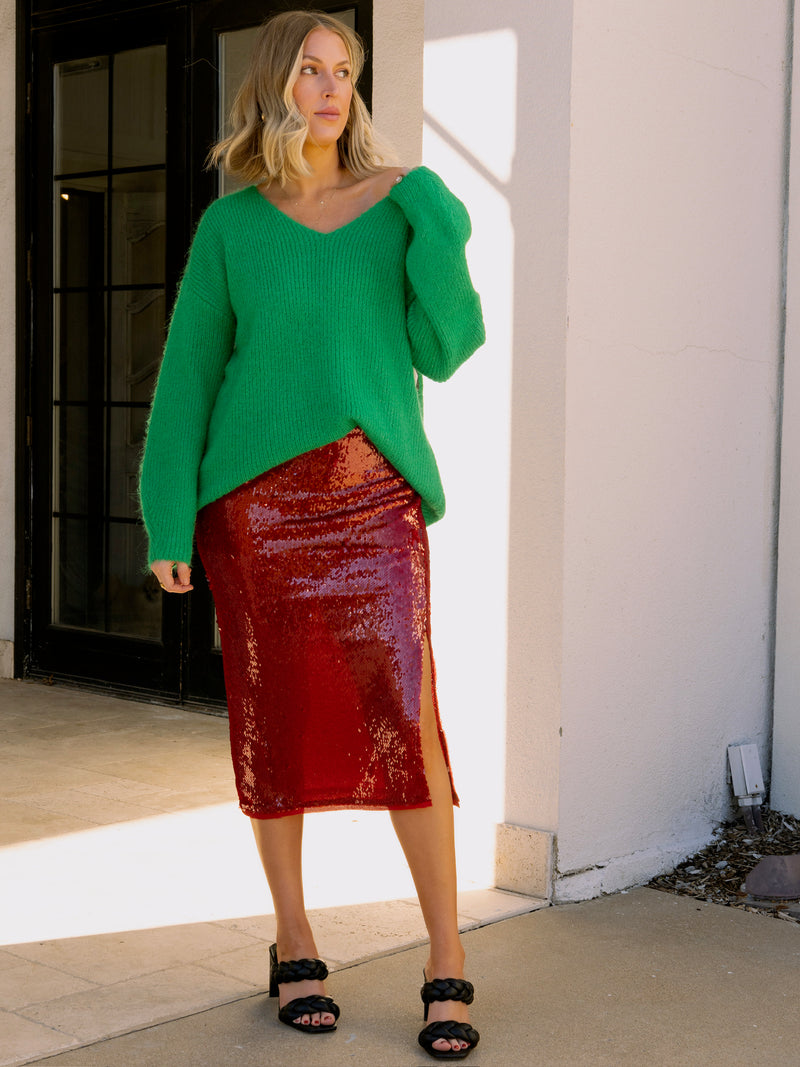 Lucy Paris Molly Sequin Red Skirt