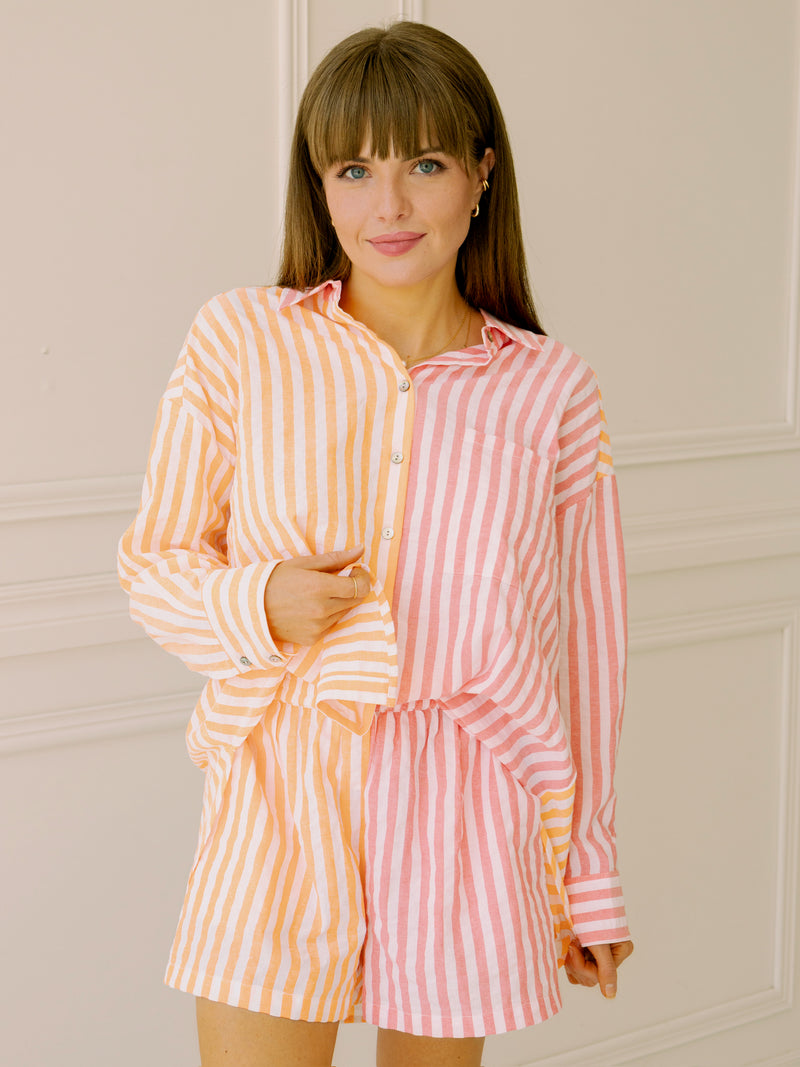 dRA Matera Top in Aurora Pink Stripe