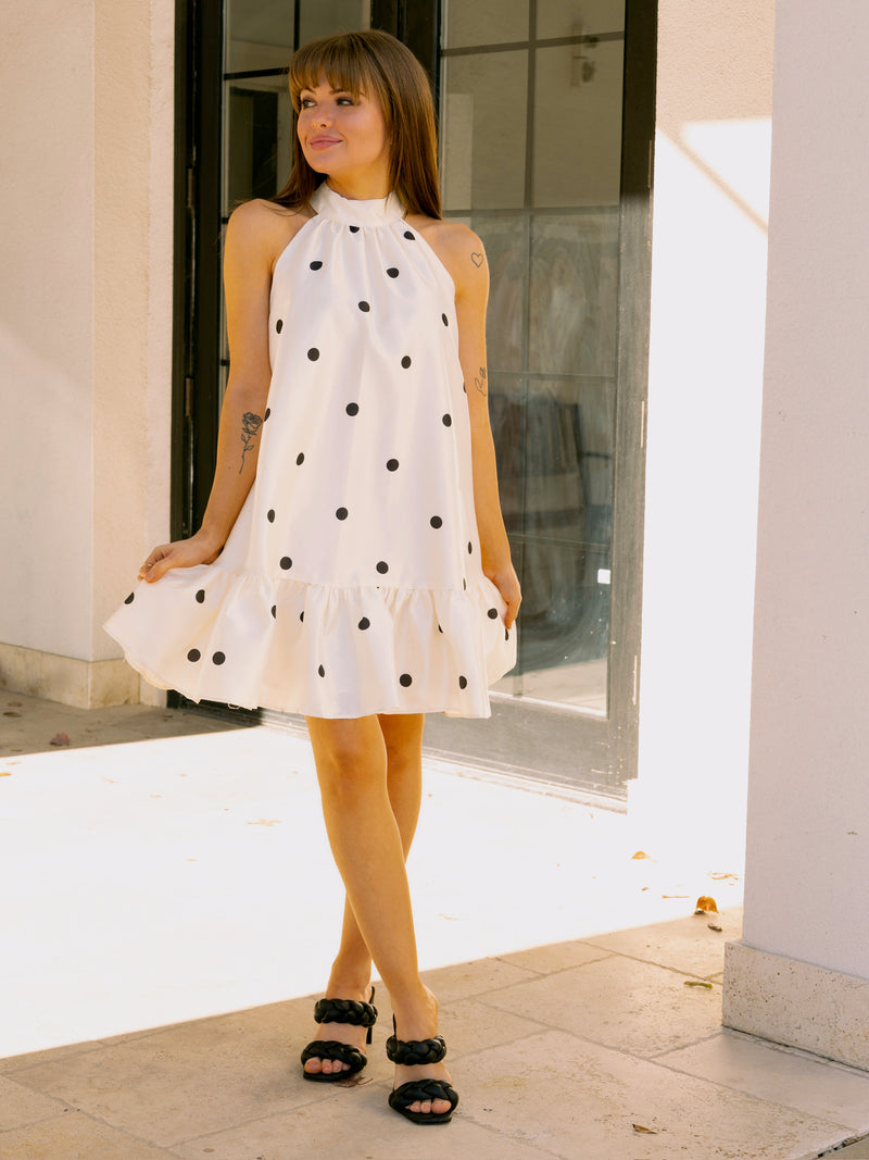 Presley Polka Dot Dress in Ivory