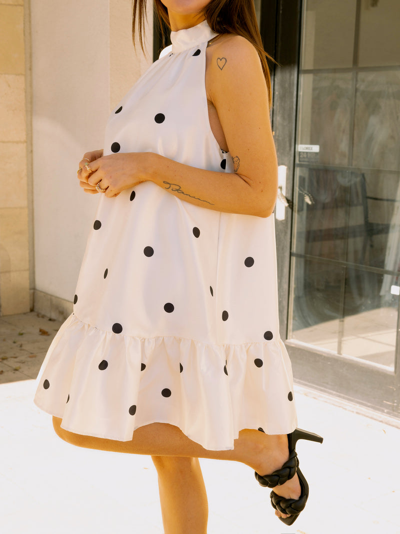 Presley Polka Dot Dress in Ivory