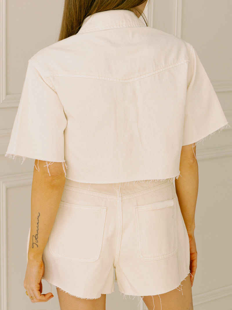 Cream Denim Boxy Button Up