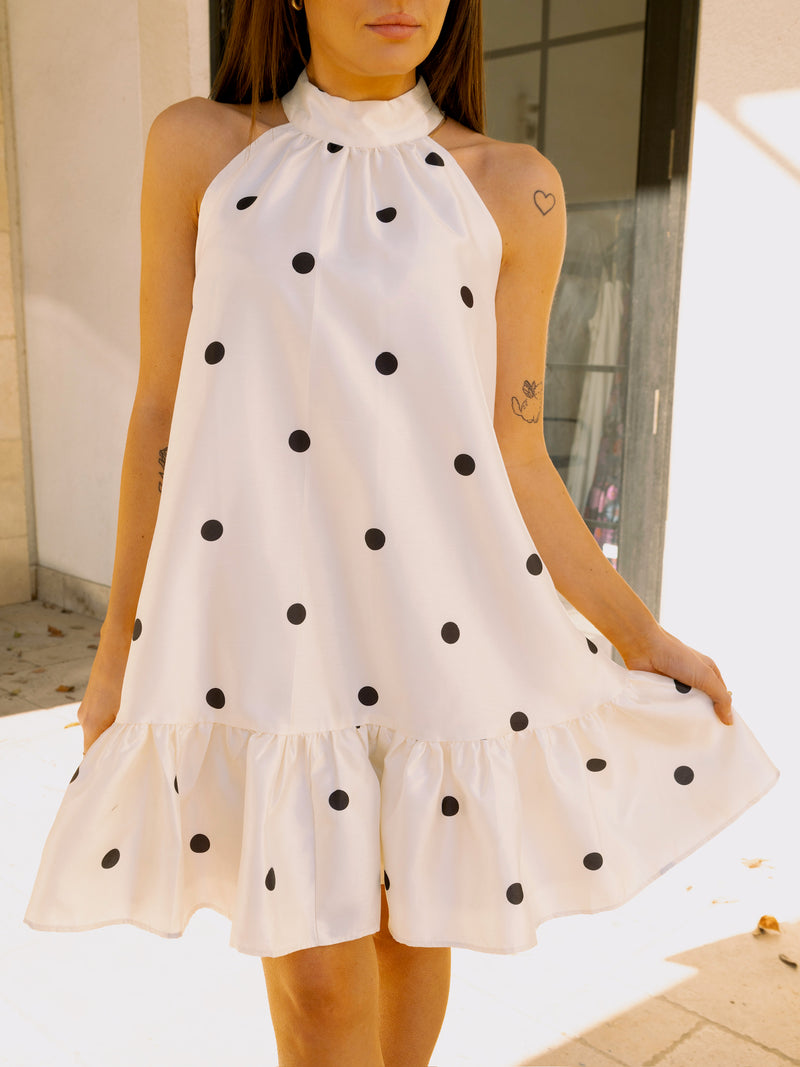 Presley Polka Dot Dress in Ivory