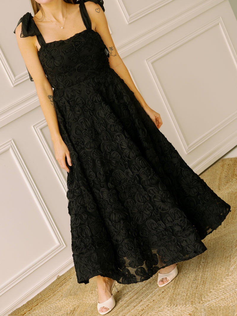 It Girl Black Floral Midi Dress