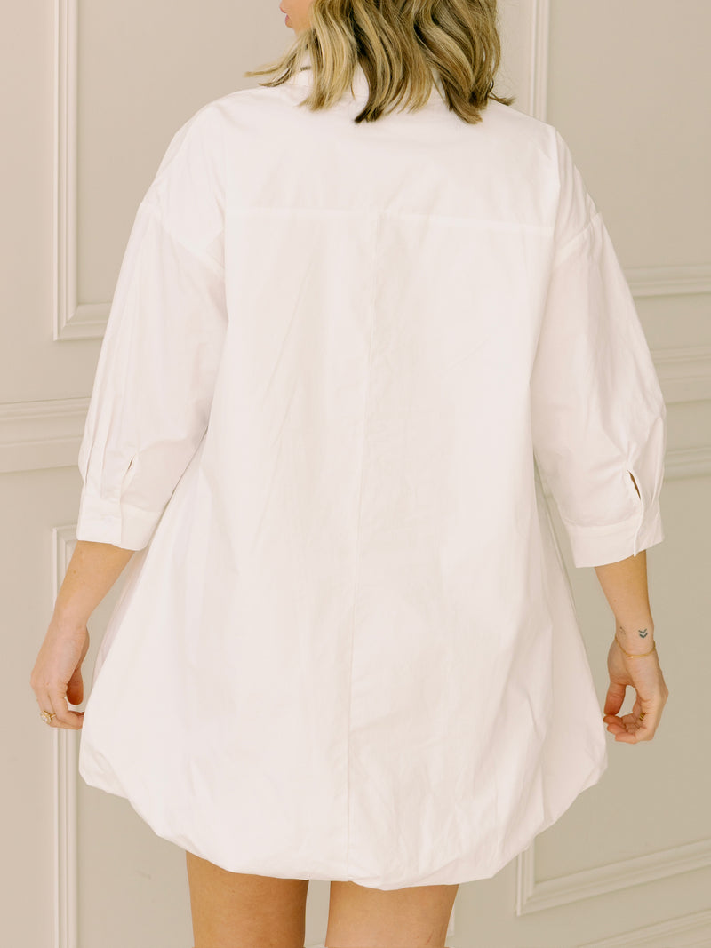 Bailey Bubble Hem Dress - White