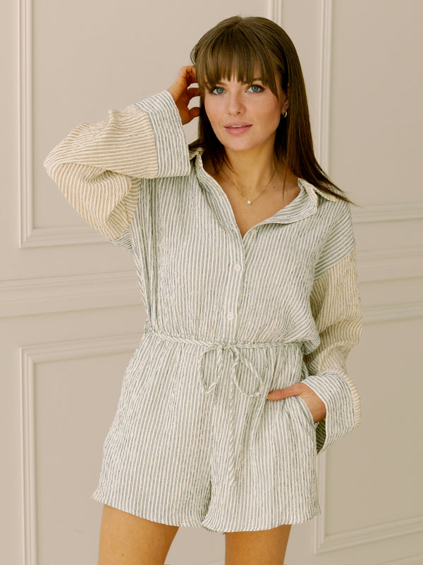 In the Clouds Striped Romper