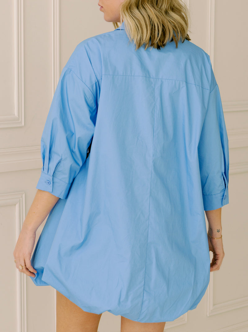 Bailey Bubble Hem Dress - Blue