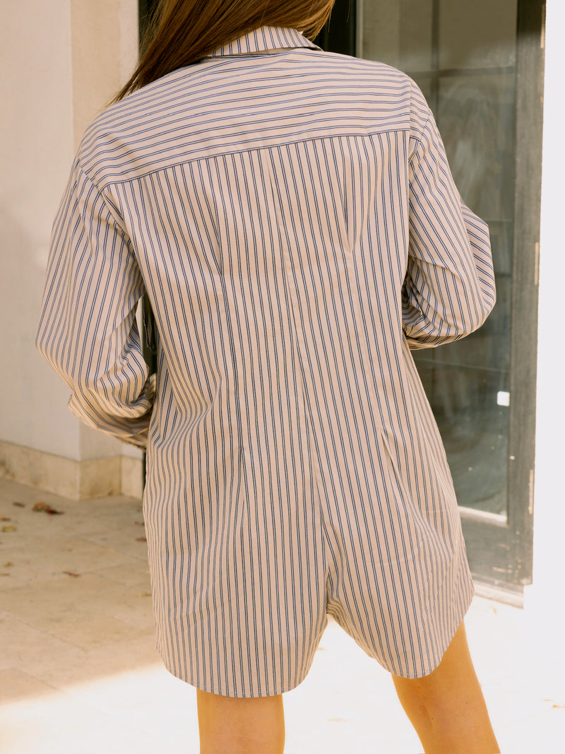 Oversized Striped Shirt Romper