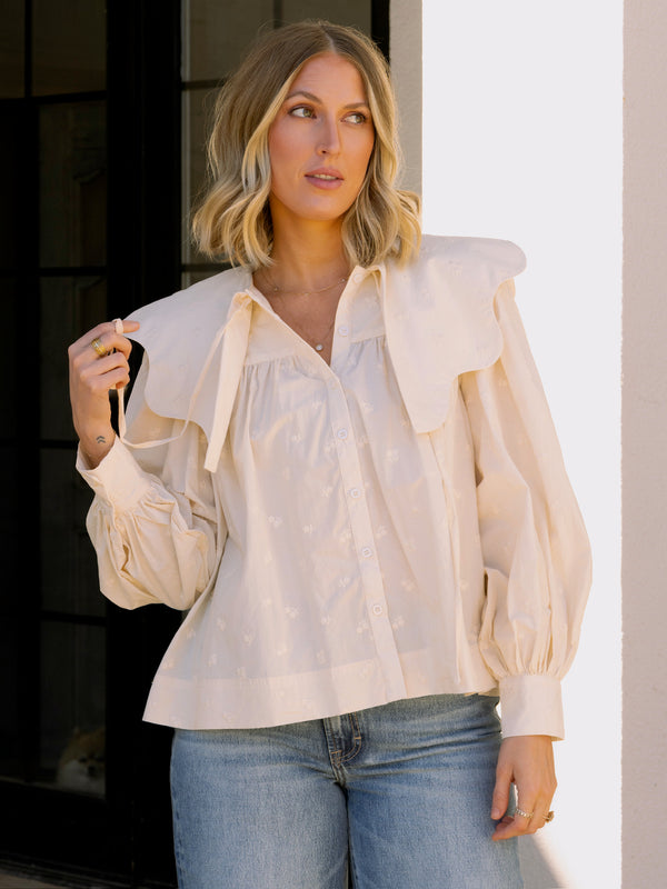 Ivory Scallop Collar Blouse