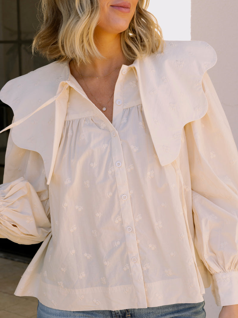 Ivory Scallop Collar Blouse