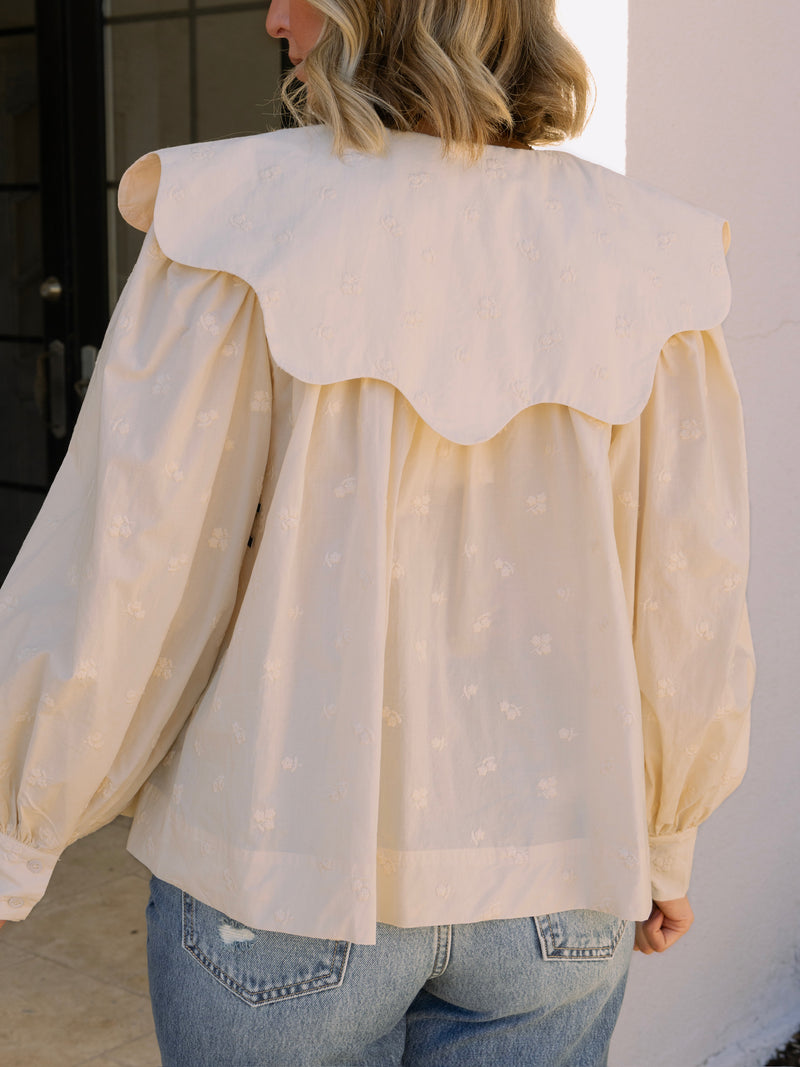 Ivory Scallop Collar Blouse