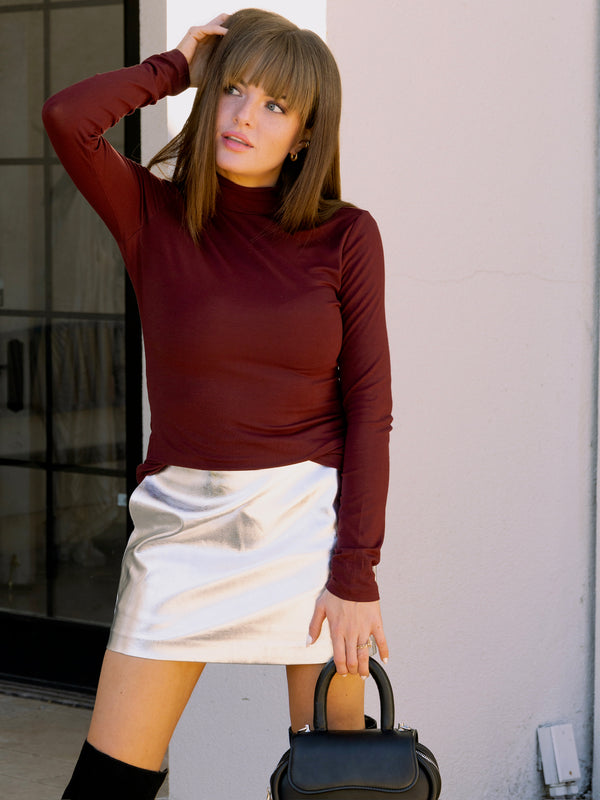 Endless Rose Turtle Neck Top - Burgundy