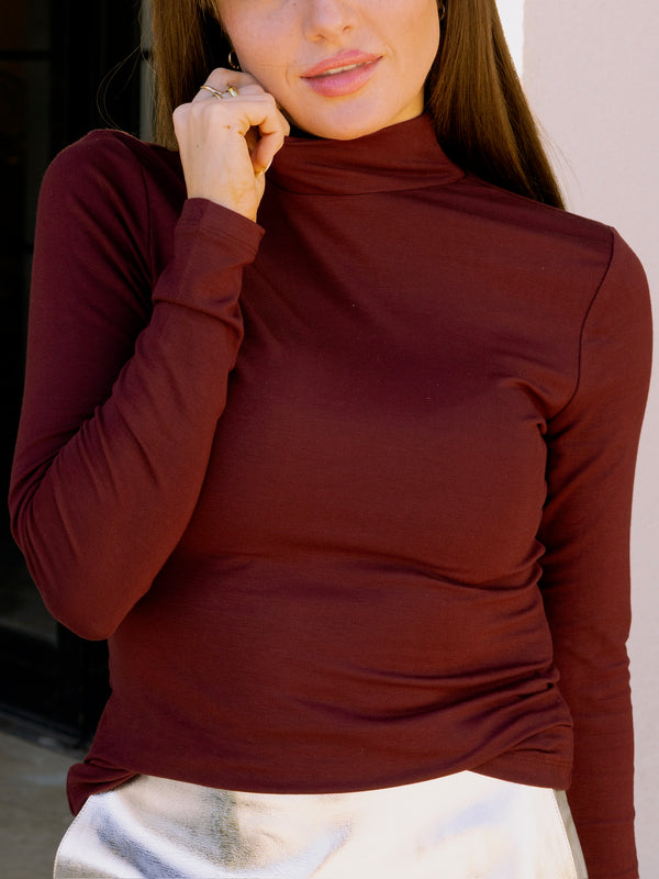 Endless Rose Turtle Neck Top - Burgundy