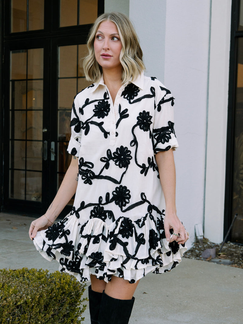 Floral Embroidered Shirt Dress