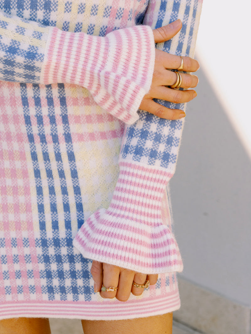 HeartThrob Sweater - Pastel Check