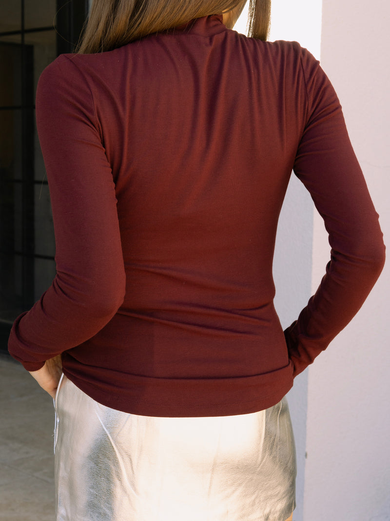 Endless Rose Turtle Neck Top - Burgundy