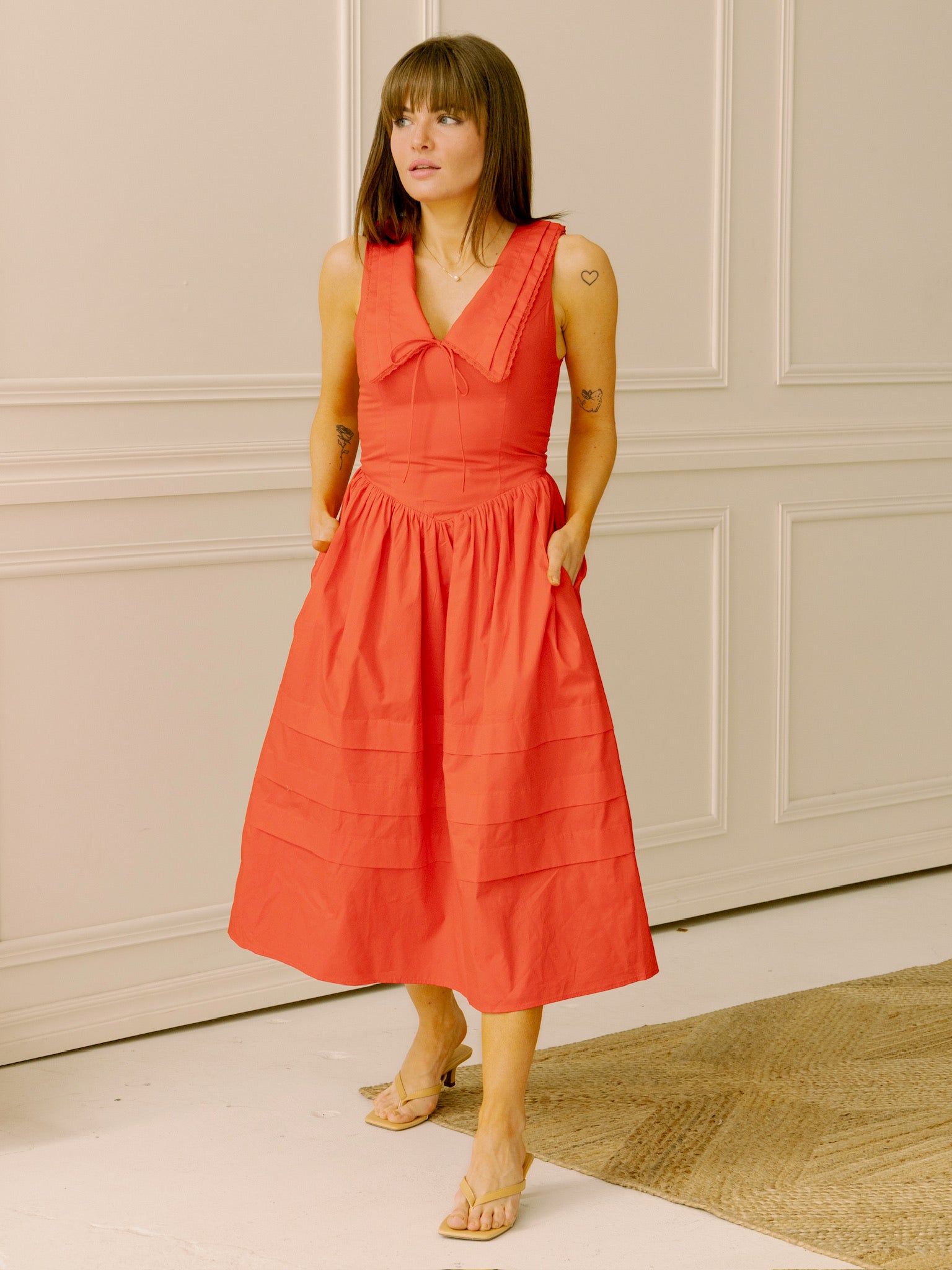 Sailor Collar Midi Dress