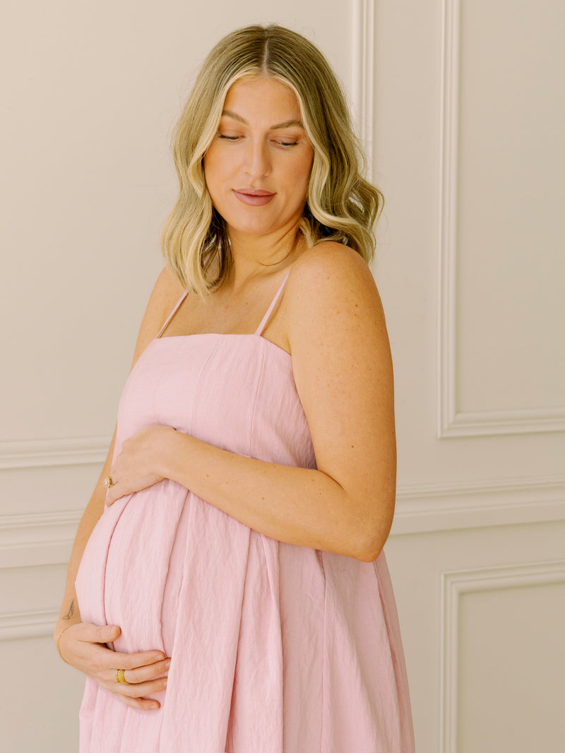 To the Pleat Pink Midi Dress