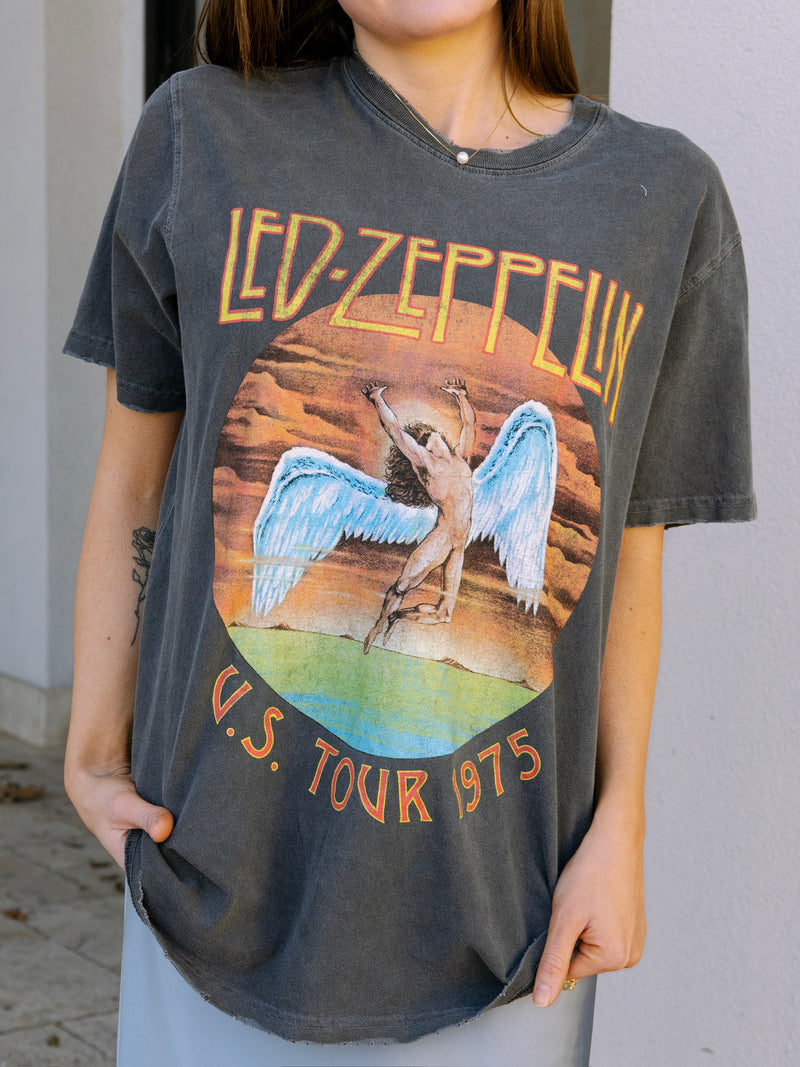 Led Zeppelin 'U.S Tour 1975' Sunkissed Gray Tee