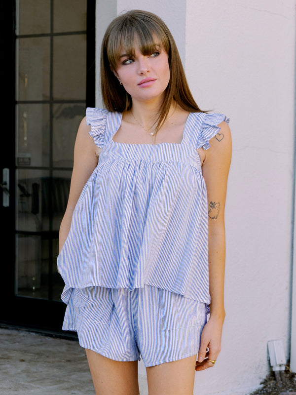 Meet Me In Santorini Aegean Nautical Stripe Top