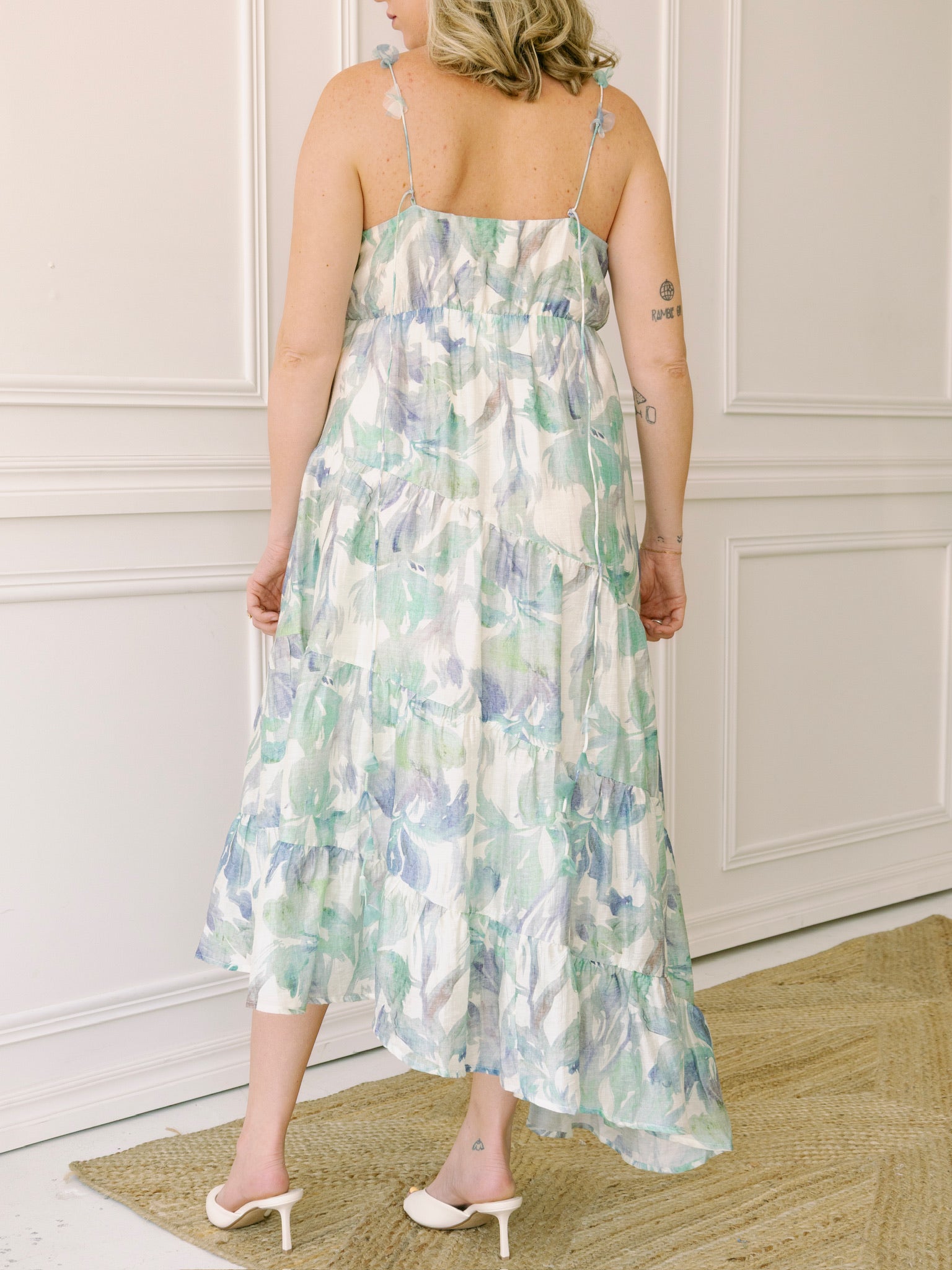 Lucy Paris Moret Flared Dress - Turquoise Floral