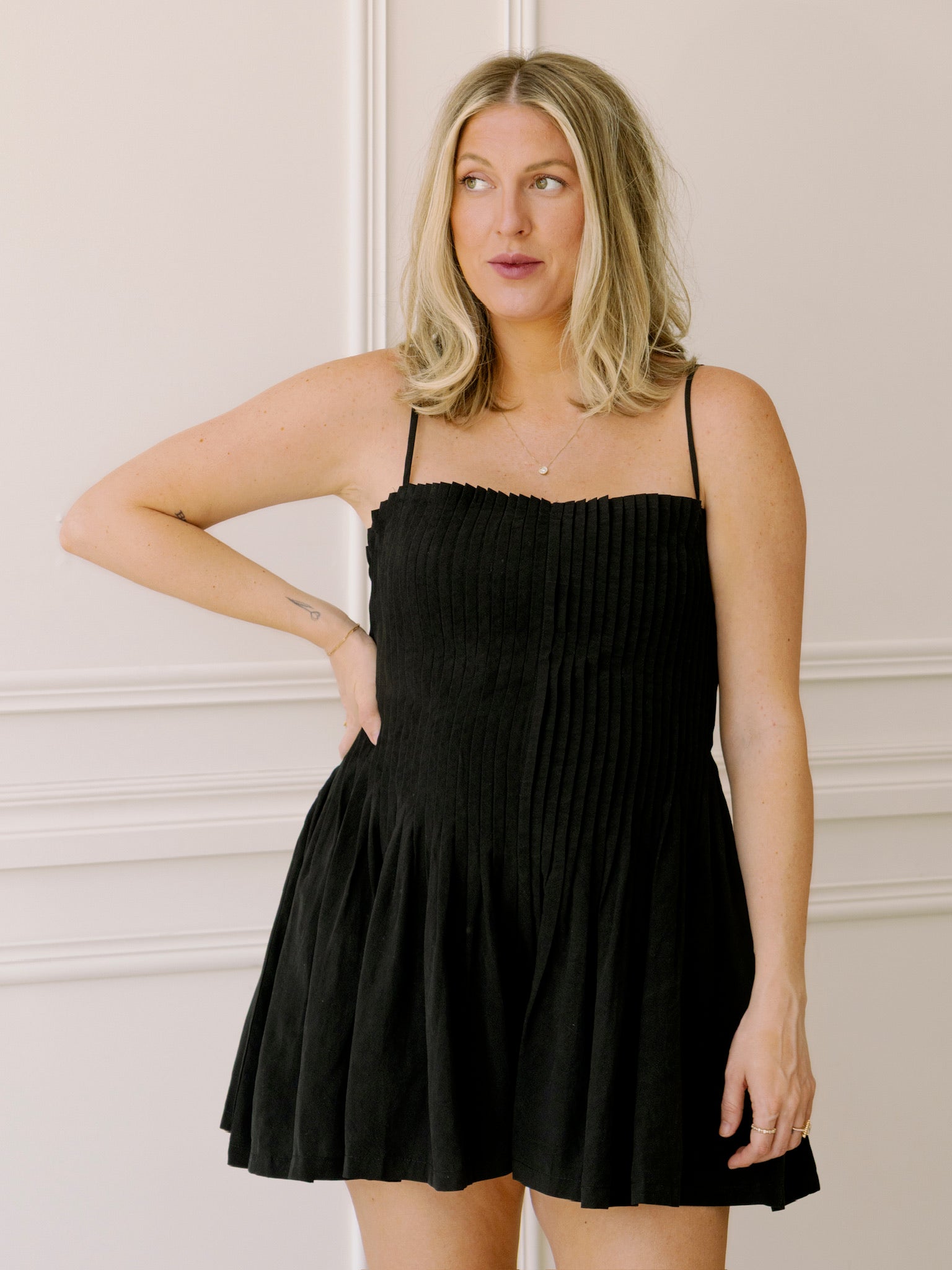 Playtime Pleated Black Romper