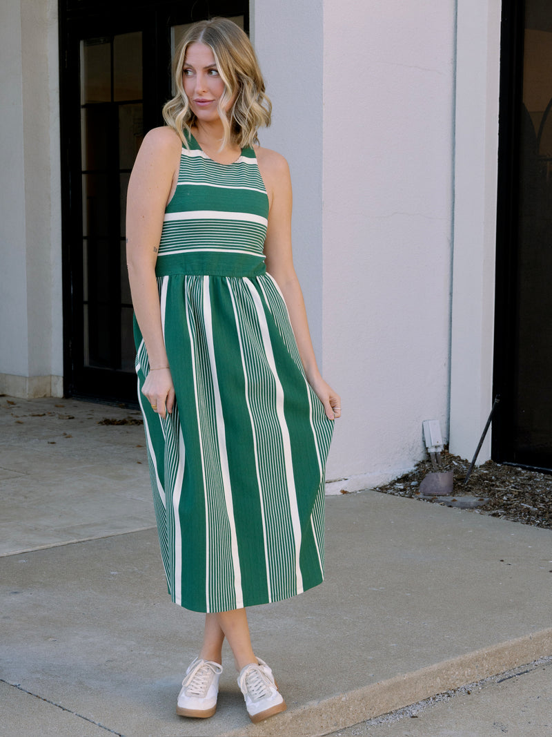 dRA Anzio Tank Dress - Green Stripe