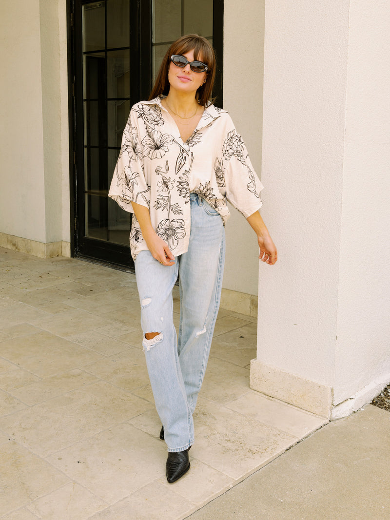 Fall Floral Button Down