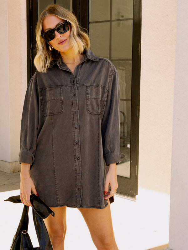 Becca Button Down Dress - Black