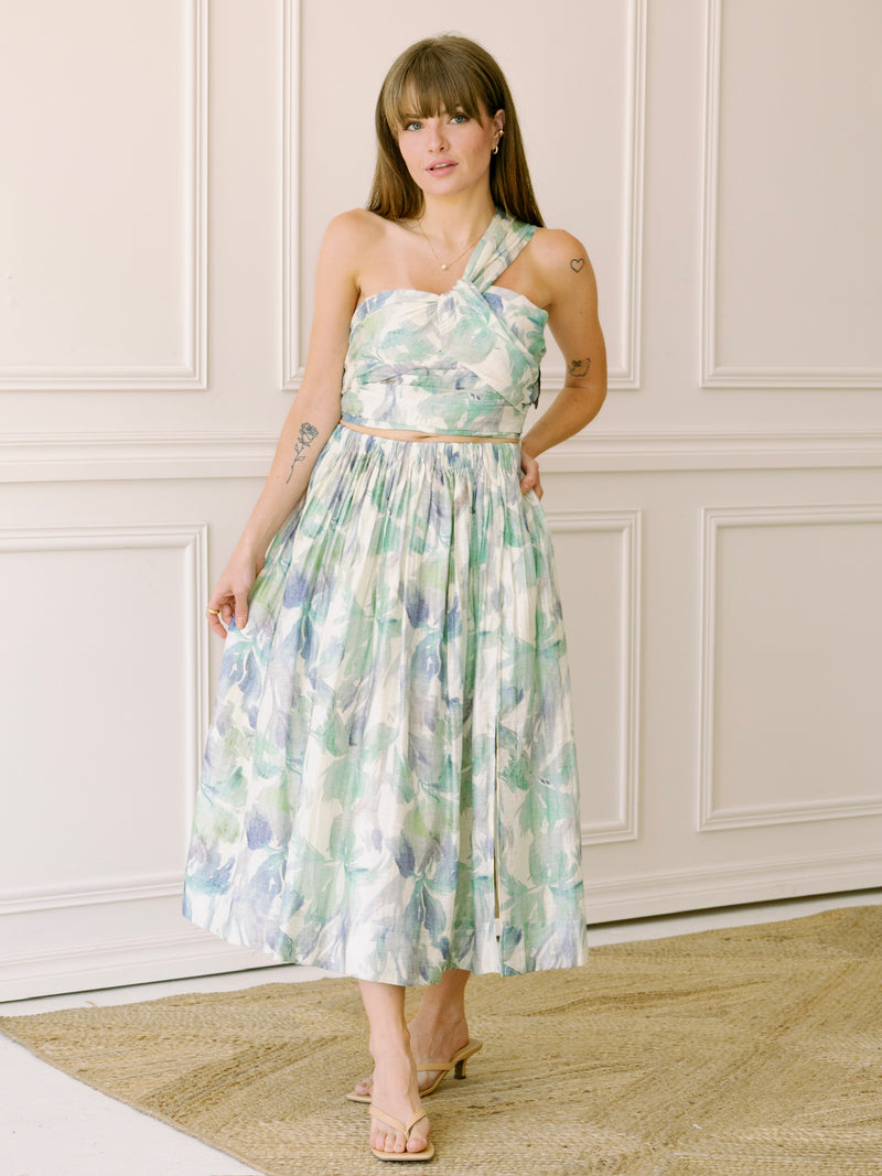 Lucy Paris Sophia Crop Top - Turquoise Floral