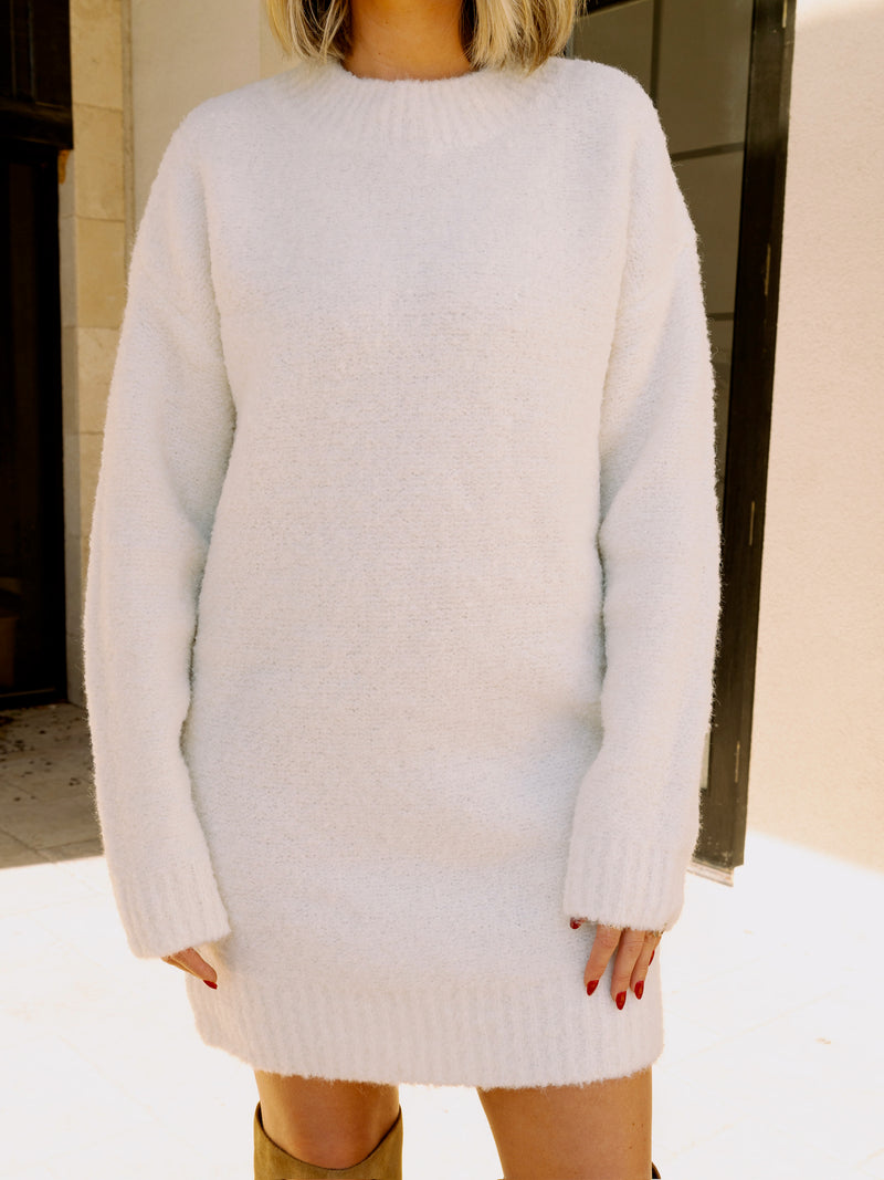 English Factory White Long-Sleeved Sweater Dress