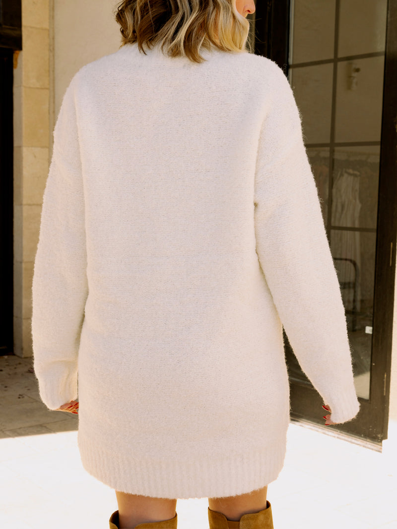 English Factory White Long-Sleeved Sweater Dress